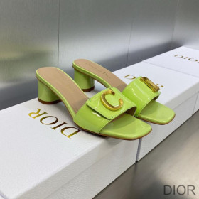 C''est Dior Heeled Slides Women Patent Leather Green