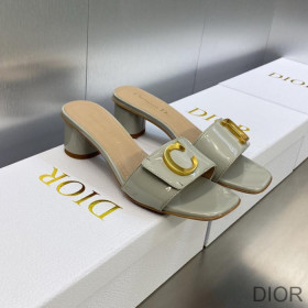 C''est Dior Heeled Slides Women Patent Leather Grey