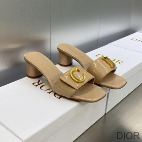 C''est Dior Heeled Slides Women Patent Leather Khaki