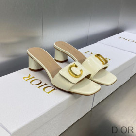C''est Dior Heeled Slides Women Patent Leather White