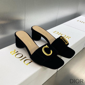 C''est Dior Heeled Slides Women Velvet Black