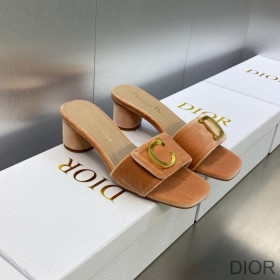 C''est Dior Heeled Slides Women Velvet Brown