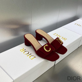 C''est Dior Heeled Slides Women Velvet Red