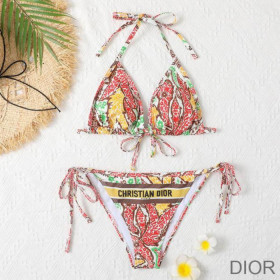 Dior Bikini Women Paisley Print Lycra Red