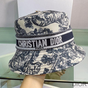 Dior Bucket Hat Toile de Jouy Cotton Black