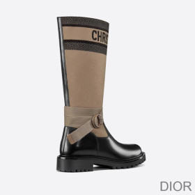 Dior D Major Boots Women Calfskin and Technical Fabric Beige
