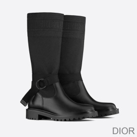 Dior D Major Boots Women Calfskin and Technical Fabric Black
