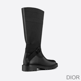 Dior D Major Boots Women Calfskin and Technical Fabric Black