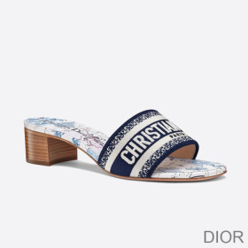 Dior Dway Heeled Slides Women Around The World Motif Canvas Blue
