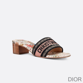 Dior Dway Heeled Slides Women Jardin d''Hiver Motif Canvas White