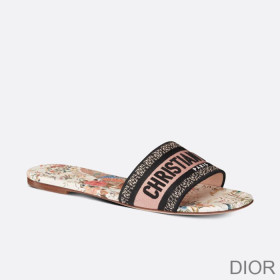 Dior Dway Slides Women Jardin d''Hiver Motif Canvas White