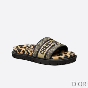 Dior Dway Slides Women Mizza Motif Cotton Beige