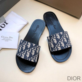 Dior Dway Slides Women Oblique Motif Canvas Blue