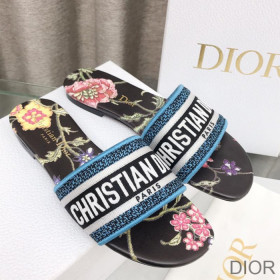 Dior Dway Slides Women Petites Fleurs Motif Canvas Black