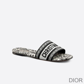Dior Dway Slides Women Plan de Paris Motif Canvas Black