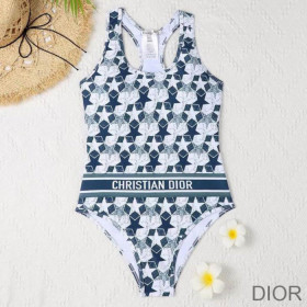 Dior Racerback Swimsuit Women Etoile Print Lycra Blue