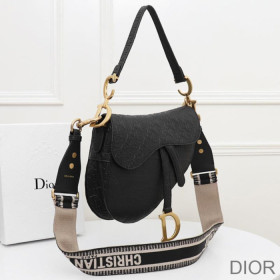 Dior Saddle Bag Oblique Embossed Calfskin Black