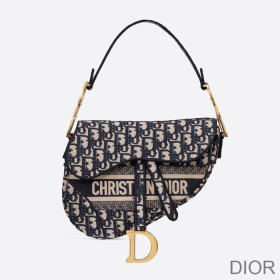 Dior Saddle Bag Oblique Motif Canvas Blue
