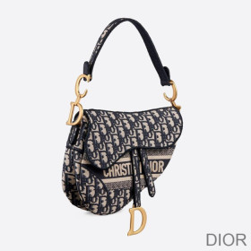 Dior Saddle Bag Oblique Motif Canvas Blue