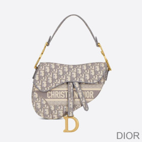 Dior Saddle Bag Oblique Motif Canvas Grey