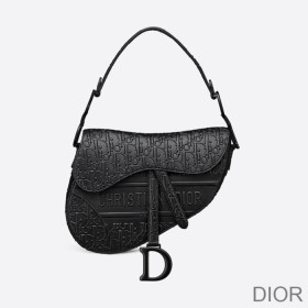 Dior Saddle Bag Ultramatte Oblique Embossed Calfskin Black