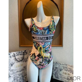 Dior Swimsuit Women D Constellation Print Lycra Black/Multicolor