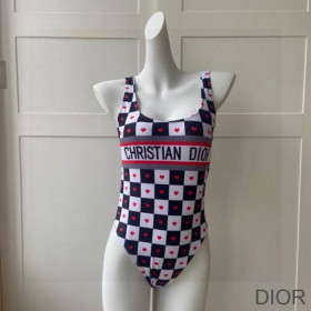 Dior Swimsuit Women Dioramour D Chess Heart Lycra Black/White