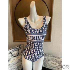 Dior Swimsuit Women Oblique Technical Fabric Blue