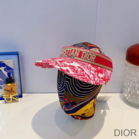 Dior Visor Toile de Jouy Cotton Red