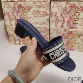 Dior Dway Heeled Slides Women Calfskin Blue