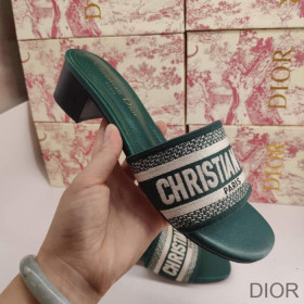 Dior Dway Heeled Slides Women Calfskin Green