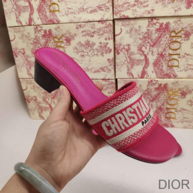 Dior Dway Heeled Slides Women Calfskin Rose