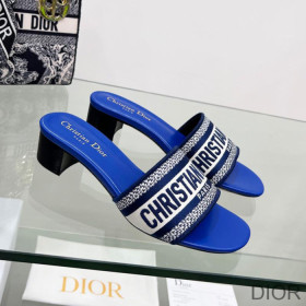 Dior Dway Heeled Slides Women Canvas Bright Blue