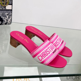 Dior Dway Heeled Slides Women Canvas Rose