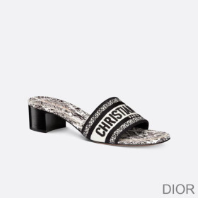 Dior Dway Heeled Slides Women Plan de Paris Motif Canvas Black