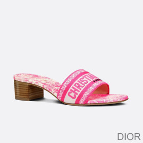 Dior Dway Heeled Slides Women Toile De Jouy Motif Canvas Rose