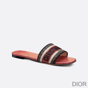 Dior Dway Slides Women Brocart Motif Canvas Red