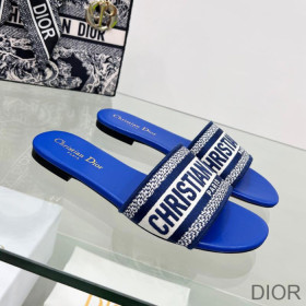 Dior Dway Slides Women Canvas Bright Blue