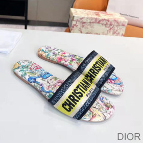 Dior Dway Slides Women D Constellation Motif Canvas White
