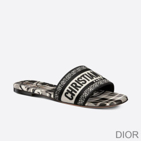 Dior Dway Slides Women Jute Check''n''Dior Motif Canvas White