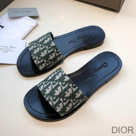 Dior Dway Slides Women Oblique Motif Canvas Green