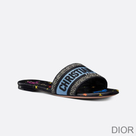Dior Dway Slides Women Pixel Zodiac Motif Canvas Black