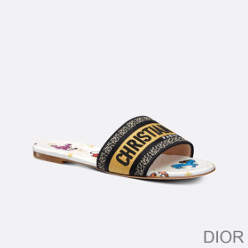 Dior Dway Slides Women Pixel Zodiac Motif Canvas White