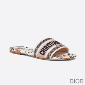 Dior Dway Slides Women Rosa Mutabilis Motif Canvas White