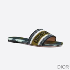 Dior Dway Slides Women Tie & Dye Motif Canvas Green