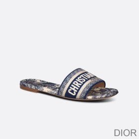 Dior Dway Slides Women Toile De Jouy Motif Canvas Blue