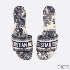 Dior Dway Slides Women Toile De Jouy Motif Canvas Blue
