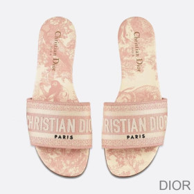 Dior Dway Slides Women Toile De Jouy Motif Canvas Cherry