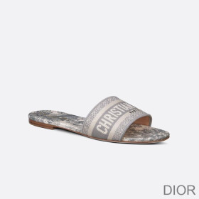 Dior Dway Slides Women Toile De Jouy Motif Canvas Grey