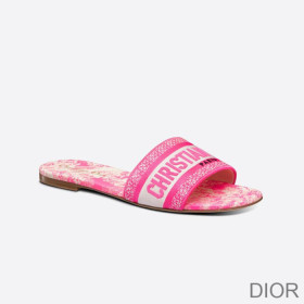 Dior Dway Slides Women Toile De Jouy Motif Canvas Rose